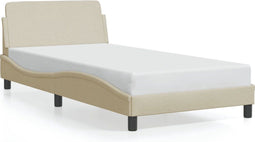 vidaXL - Bedframe - zonder - matras - 100x200 - cm - stof - crèmekleurig