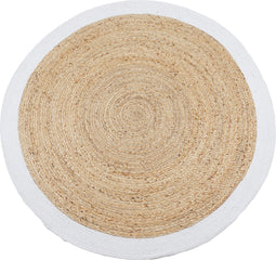 Vloerkleed Jute Rond Naturel/Wit ø120 cm