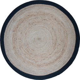 Vloerkleed Jute Rond Naturel/Zwart ø120 cm
