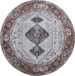 Vloerkleed Karaca Antraciet/Brown 09 Rond ø120 cm