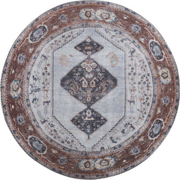 Vloerkleed Karaca Antraciet/Brown 09 Rond ø160 cm