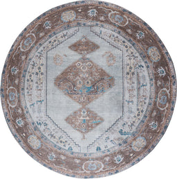 Vloerkleed Karaca Blue/Brown 06 Rond ø200 cm