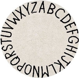 Vloerkleed kinderkamer Round ABC Natural-Black