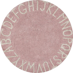 Vloerkleed kinderkamer Round ABC Vintage Nude-Natural