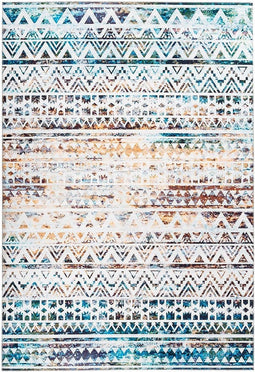 Vloerkleed laagPIN - maritiem geometrisch patroon in used look, modern, uniek - woonkamer, slaapkamer, eetkamer, kantoor - kleur: multi, cartoon, afmetingen: 120 x 180 cm