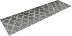 Vloerkleed, Laagpol Morokkaans patroon, zijdeachtige glans, dun, zacht, voor woonkamer, slaapkamer, loper met antislip grijs zwart, kleur: antraciet, afmeting: 80 x 300 cm