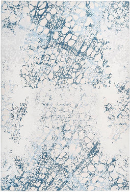 Vloerkleed laagpolig - maritiem geometrisch patroon in used look, modern, onderhoudsvriendelijk - woonkamer, slaapkamer, eetkamer, kantoor - kleur: blauw, afmetingen: 120 x 180 cm