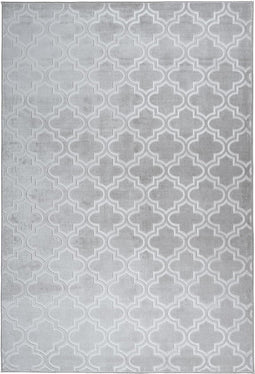 Vloerkleed, laagpolig Marokkaans patroon, zijdeachtige glans, dun, zacht, voor woonkamer, slaapkamer, loper, met antislip, lichtgrijs, kleur: grijs, maat: 120 x 170 cm