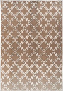 Vloerkleed, laagpolig Marokkaans patroon, zijdeachtige glans, dun, zacht, voor woonkamer, slaapkamer, loper met antislip lichtbruin taupe, kleur: taupe, maat: 120 x 170 cm