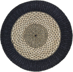 Vloerkleed Malibu - ø100 cm - raffia/zeegras - naturel/zwart