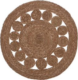 Vloerkleed Naturel Bruin handgeknoopt Ø 80cm