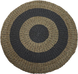 Vloerkleed - ø100 - raffia/zeegras - naturel/grijs