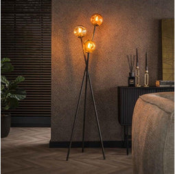 Vloerlamp 3L molecule mix glass - Artic zwart