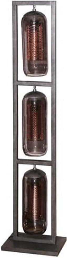 Vloerlamp 3L tower smoke glas - geperforeerd staal - Artic zwart