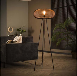 Vloerlamp copper twist - Zwart nikkel