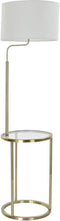 Vloerlamp DKD Home Decor Gouden Metaal Polyester Linnen Wit Glam (43,5 x 40 x 154 cm)