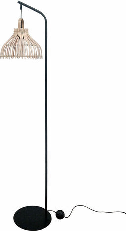 Vloerlamp DKD Home Decor Zwart Metaal Bruin Rotan (40 x 40 x 160 cm)