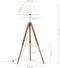Vloerlamp driepoot 141 cm massief teakhout honingbruin en wit
