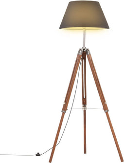 Vloerlamp driepoot 141 cm massief teakhout honingbruin en zwart