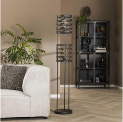 Vloerlamp Metal blinds 2 lampen - Zwart nikkel