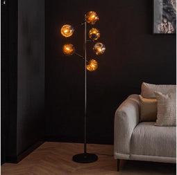 Vloerlamp Molecule 6 lampen mix glass - Artic zwart