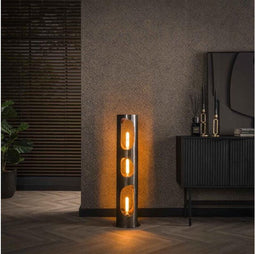 Vloerlamp Ø25 organic cylinder L - Zwart nikkel