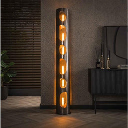 Vloerlamp Ø30 organic cylinder XXL - Zwart nikkel