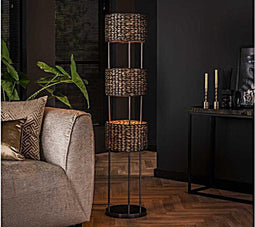 Vloerlamp Waterhyacint tower 3 lampen - Zwart nikkel