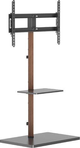 Vloerstandaard voor 37-75 inch scherm - Met legplank - Kantelbaar - Tot 35kg - Hout/zwart