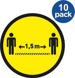 Vloersticker opus 2 30cm rond geel/zwart - 10 stuks