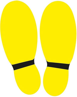 Vloersticker - voetstappen - route aanduiding - 10 sets á 2 stuks - geel zwart - links rechts - COVID-19 - Corona - Antislip - uv bestendig - supergrip plaklaag