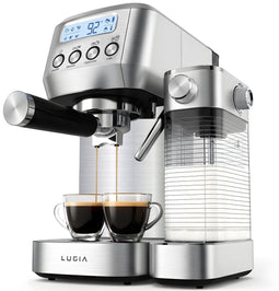 Lugia Pistonmachine - Koffiemachine 20 Bar - Automatische Melkopschuimer - LED-display