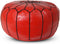 Safaary - Marokkaanse Poef Leer Rood-Zwart Rond