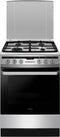 Inventum VFG6034WGRVS - Vrijstaand gasfornuis - 4 kookzones - 60 cm - 65 liter - Zilver/Zwart