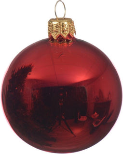 1 Glazen kerstbal glans 15 cm kerstrood