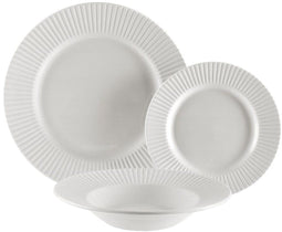 Versa - Serviesset Porselein - 18 Onderdelen Eetbord x 6 (Ø 27 cm) Dessertbord x 6 (Ø 19 cm) Diep bord x 6 (Ø 22 cm)