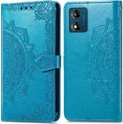 iMoshion Hoesje Geschikt voor Motorola Moto E13 Hoesje Met Pasjeshouder - iMoshion Mandala Bookcase - Turquoise