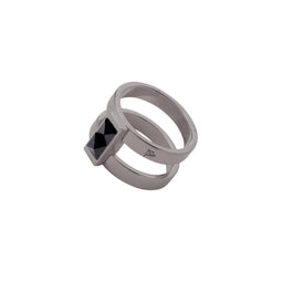 TOV Essentials Phoenix Multi Ring - Aanschuifring - Swarovski kristallen - Grijs/Zwart