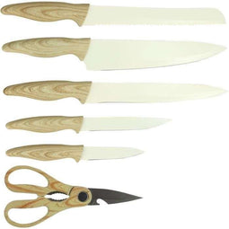 Messenblok met 6 messen - MENASTYL - 5041063 - Keramisch lemmet - Polypropyleen - Crème