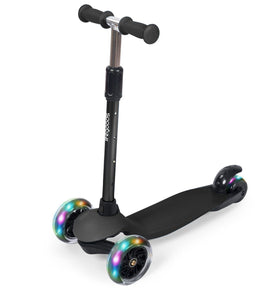 LifeGoods HappyStep - Kinderstep - 3 Lichtgevende LED Wielen - Verstelbare Hoogte - Zwart