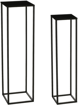 Mica Decorations Bijzettafel Goa - 25x25x90 cm - Ijzer - Zwart - Set van 2