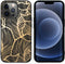 iMoshion Hoesje Geschikt voor iPhone 13 Pro Hoesje Siliconen - iMoshion Design hoesje - Goud / Zwart / Golden Leaves