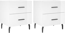 vidaXL - Nachtkastjes - 2 - st - 40x35x47,5 - cm - bewerkt - hout - hoogglans - wit