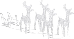 vidaXL - Kerstdecoratie - rendieren - en - slee - 280x28x55 - cm - acryl