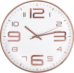 Outpicker Wanduhr - Wandklok - Stille niet-tikkende klok 30 cm - Wit Rose Goud 3D
