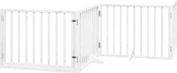 vidaXL - Hondenhek - inklapbaar - met - deur - 4 - panelen - 320 - cm - populierhout - wit