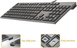 A4-Tech KV-300H - Toetsenbord - Ultradun met 2 USB-poorten - Grafiet zwart