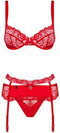 Obsessive Heartina Set - Erotische Lingerieset - Maat S/M - Rood