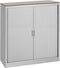 Stalen roldeurkast 135x120x43cm bladkleur Halifax Eiken framekleur Licht grijs (Ral 7035)