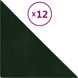 vidaXL - Wandpanelen - 12 - st - 0,54 - m² - 30x30 - cm - fluweel - donkergroen